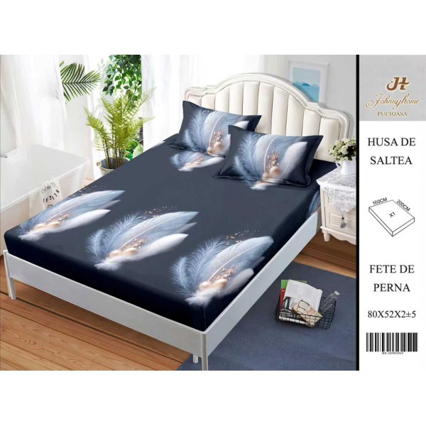 Husa de pat din Finet Satinat si fete de perna, 3 piese, 2 persoane, 160x200cm, HBSM49