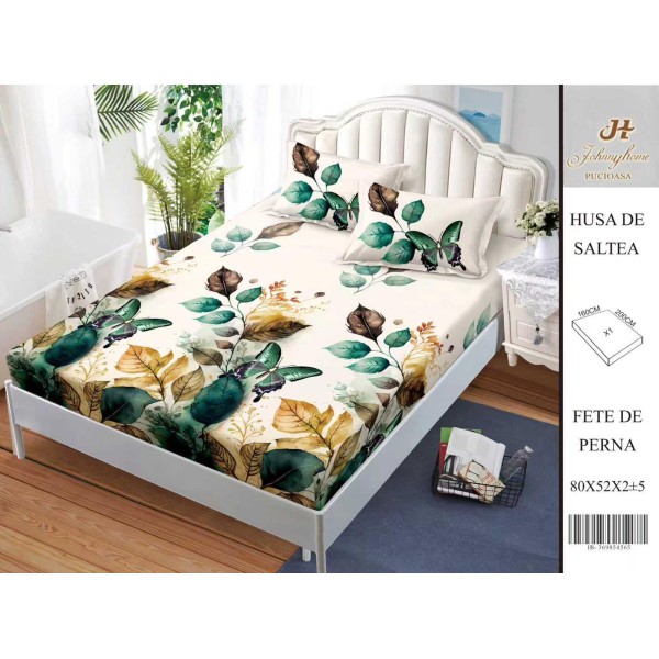 Husa de pat din Finet Satinat si fete de perna, 3 piese, 2 persoane, 160x200cm, HBSM50