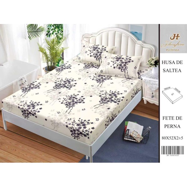 Husa de pat din Finet Satinat si fete de perna, 3 piese, 2 persoane, 160x200cm, HBSM59