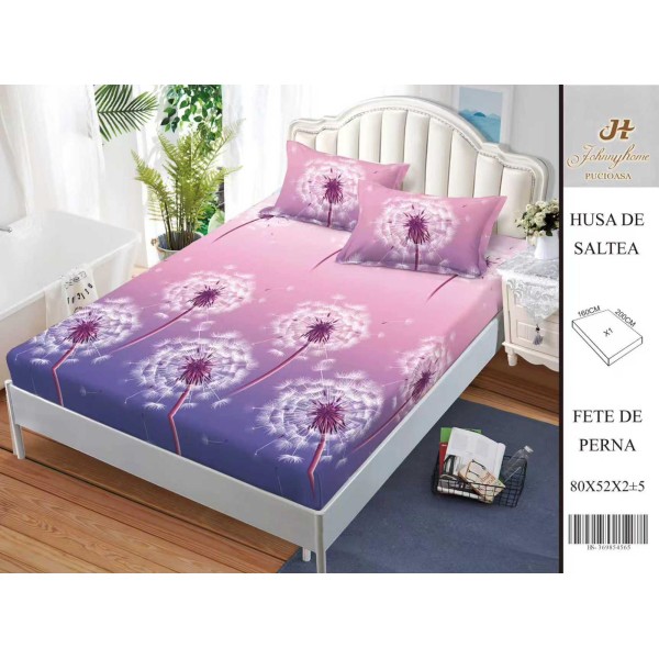 Husa de pat din Finet Satinat si fete de perna, 3 piese, 2 persoane, 160x200cm, HBSM72