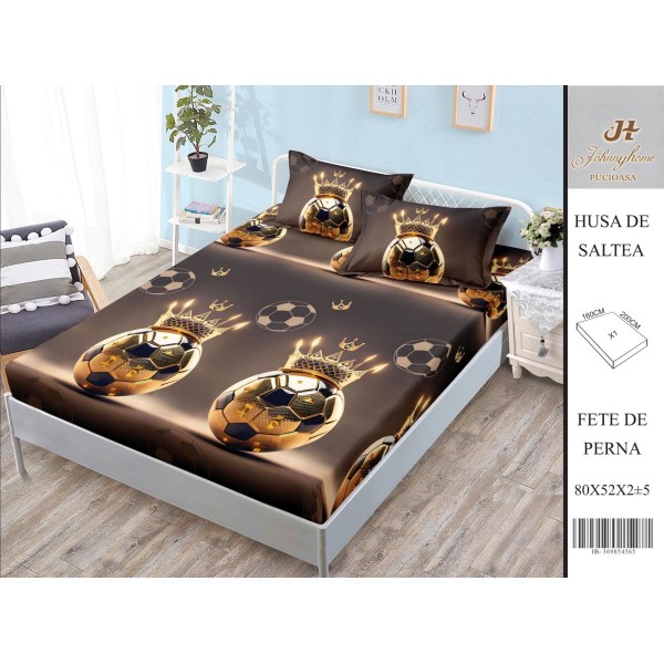 Husa de pat din Finet Satinat si fete de perna, 3 piese, 2 persoane, 160x200cm, HBSM73