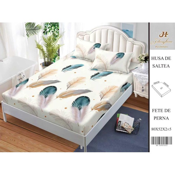 Husa de pat din Finet Satinat si fete de perna, 3 piese, 2 persoane, 160x200cm, HBSM74