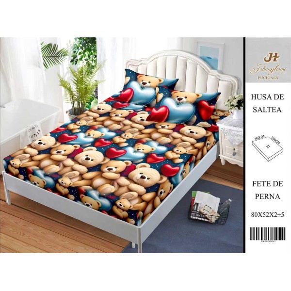 Husa de pat din Finet Satinat si fete de perna, 3 piese, 2 persoane, 160x200cm, HBSM75