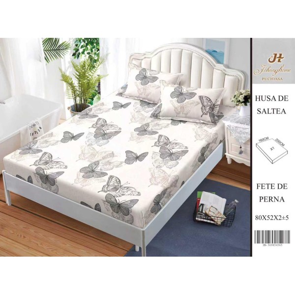 Husa de pat din Finet Satinat si fete de perna, 3 piese, 2 persoane, 160x200cm, HBSM78