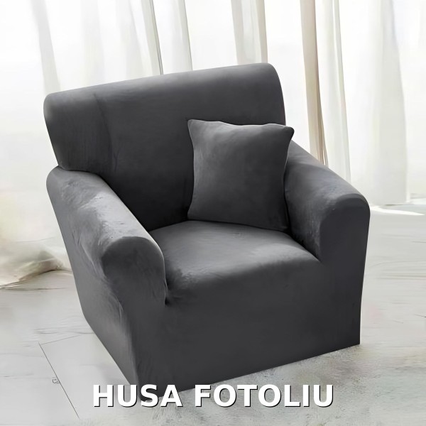 Husa de FOTOLIU din Catifea 1 Loc , HCJM1L1 GRI INCHIS