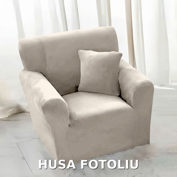 Husa de FOTOLIU din Catifea 1 Loc , HCJM1L5 bej deschis, cu tentă crem-ivory (ușor spre greige – bej cu tonuri de gri).