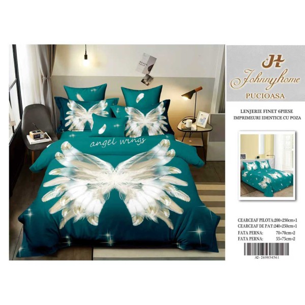 Lenjerie de pat Finet 6 piese – Model Angel Wings (Aripi de înger) 3D LFM3D8