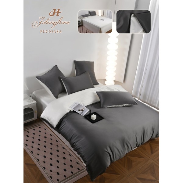 Set Lenjerie de pat 6 piese, Uni, 2 Persoane, Satin/Matase, Cearceaf de pat 230x240cm, LMM14 Set Lenjerie de pat 6 piese, Uni, 2 Persoane, Satin/Matase, Cearceaf de pat 230x240cm, LMM14