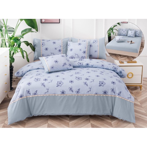 Lenjerie DIN FINET 6 piese, CEARCEAF DE PAT CU ELASTIC, pat dublu, ,  LFE6PP17