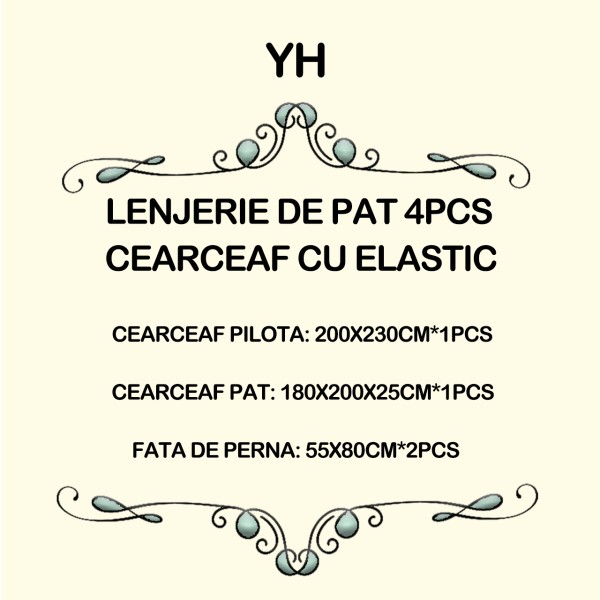 Set Lenjerie Eleganta Satinat , 4 piese cu ELASTIC, Cearceaf de pat cu elastic 180x200cm, YH8011 Set Lenjerie Eleganta Satinat , 4 piese cu ELASTIC, Cearceaf de pat cu elastic 180x200cm, YH8011