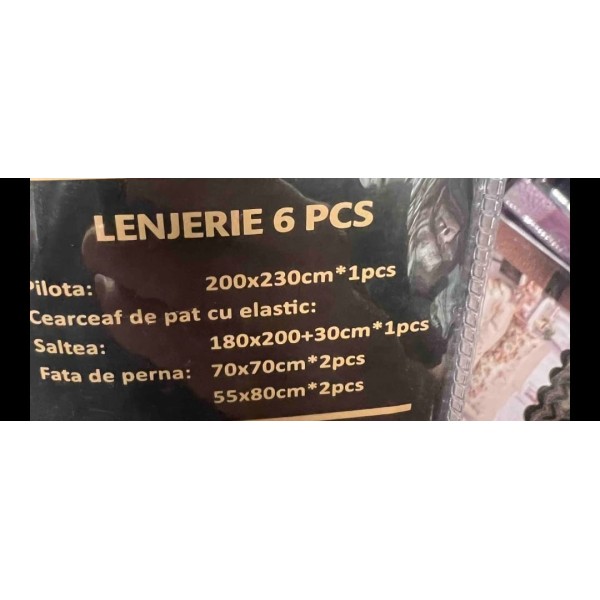 Lenjerie de pat bumbac finet Premium CU ELASTIC – gama 5D – 6 piese D4