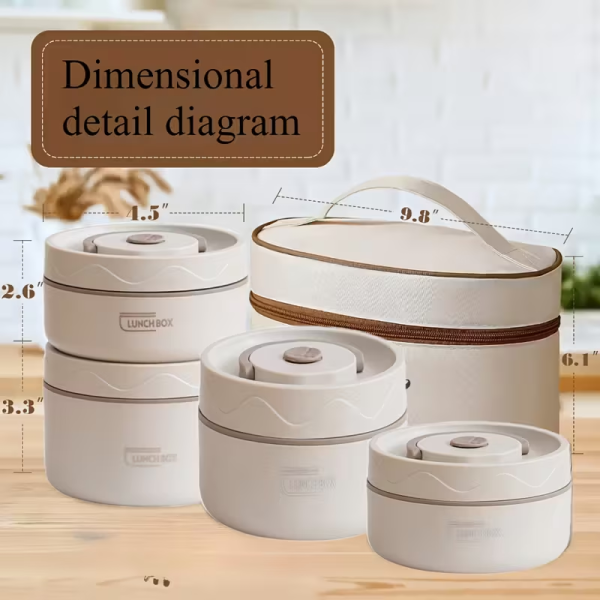 Set de 4 cutiI pentru prânz și geantă, izolate din oțel inoxidabil masa1 Set de 4 cutiI pentru prânz și geantă, izolate din oțel inoxidabil masa1
