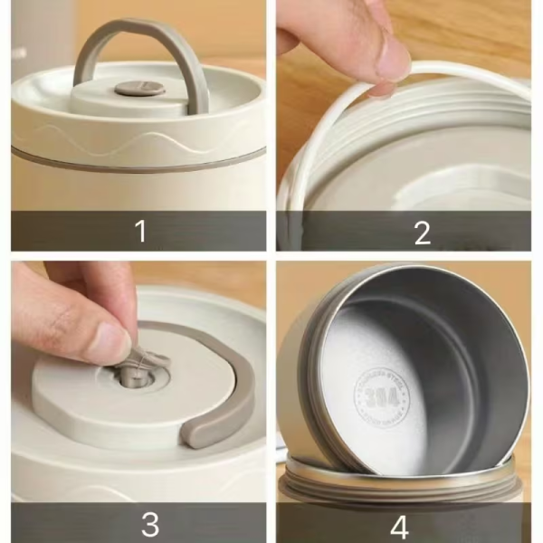 Set de 4 cutiI pentru prânz și geantă, izolate din oțel inoxidabil masa1 Set de 4 cutiI pentru prânz și geantă, izolate din oțel inoxidabil masa1