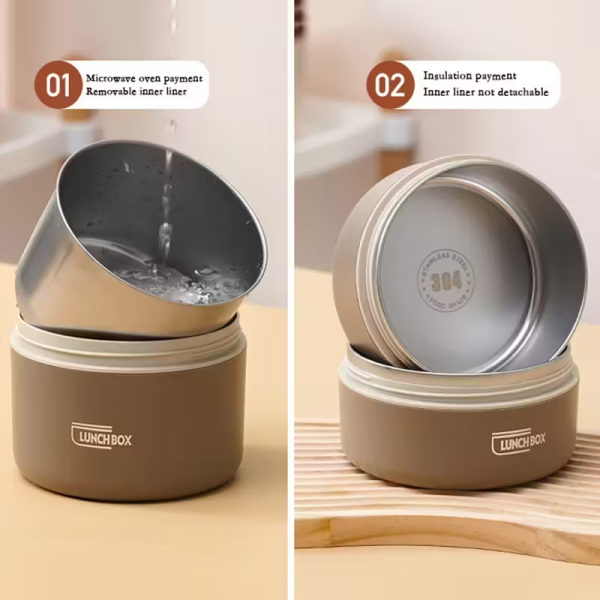 Set de 4 cutiI pentru prânz și geantă, izolate din oțel inoxidabil masa1 Set de 4 cutiI pentru prânz și geantă, izolate din oțel inoxidabil masa1