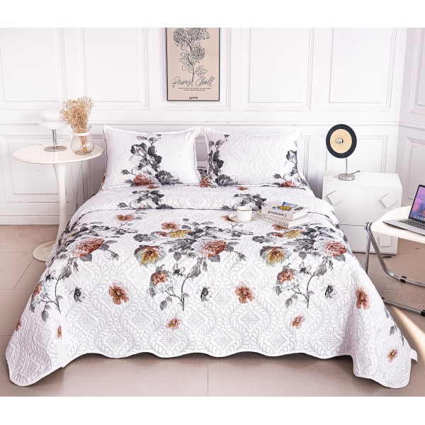 Cuvertura cu DOUĂ FEȚE pentru pat dublu din Bumbac Satinat cu model, Matlasata, 230x250cm, CVT99 Cuvertura cu DOUĂ FEȚE pentru pat dublu din Bumbac Satinat cu model, Matlasata, 230x250cm, CVT99