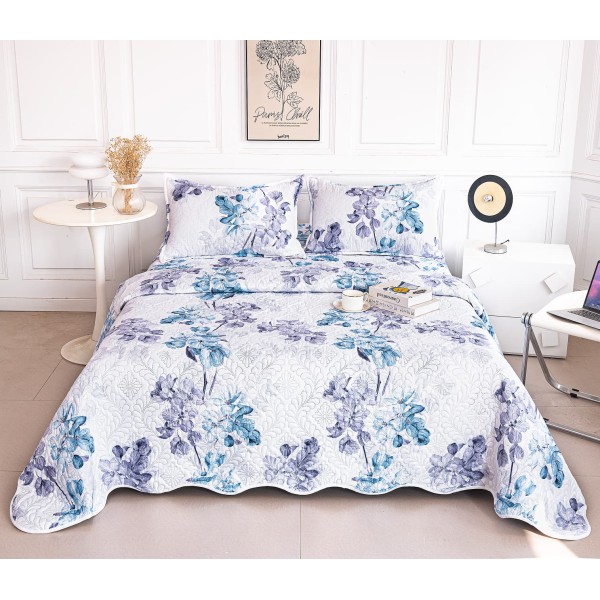 Cuvertura cu DOUĂ FEȚE pentru pat dublu din Bumbac Satinat cu model, Matlasata, 230x250cm, CVT101 Cuvertura cu DOUĂ FEȚE pentru pat dublu din Bumbac Satinat cu model, Matlasata, 230x250cm, CVT101
