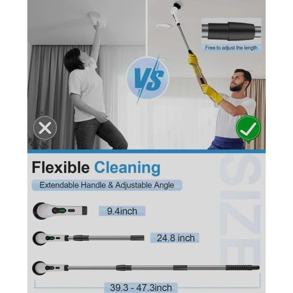 Perie electrica rotativa de curatate 9 in 1 – 9 capete multifunctionale, 2 viteze, maner telescopic PR91 Perie electrica rotativa de curatate 9 in 1 – 9 capete multifunctionale, 2 viteze, maner telescopic PR91