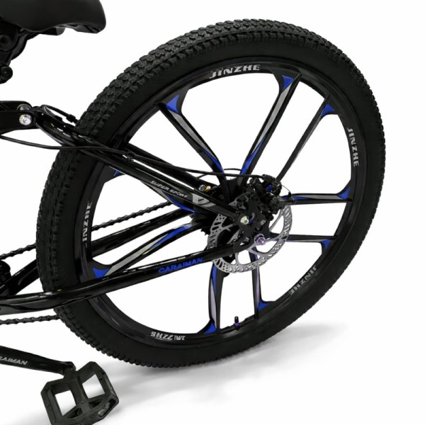 Bicicletă Caraiman, pliabilă, roți 26 inch, cu dublă suspensie, frâne pe disc, albastră 26ZDA