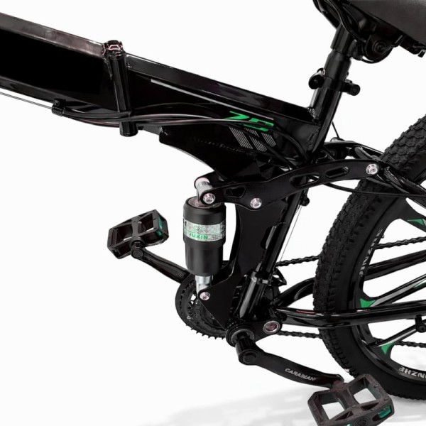 Bicicletă Caraiman, pliabilă, roți 26 inch, cu dublă suspensie, frâne pe disc, VERDE 26ZDV