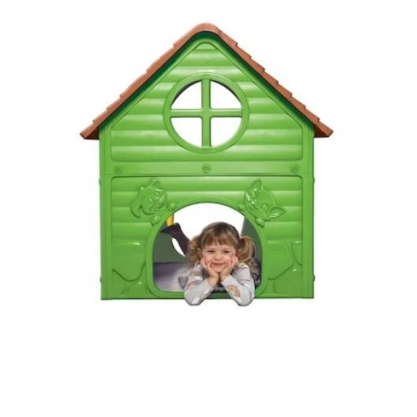 Casuta Mic copii plastic Verde cu acoperis rosu 98 x 90 x 106 cm, LOJ-04
