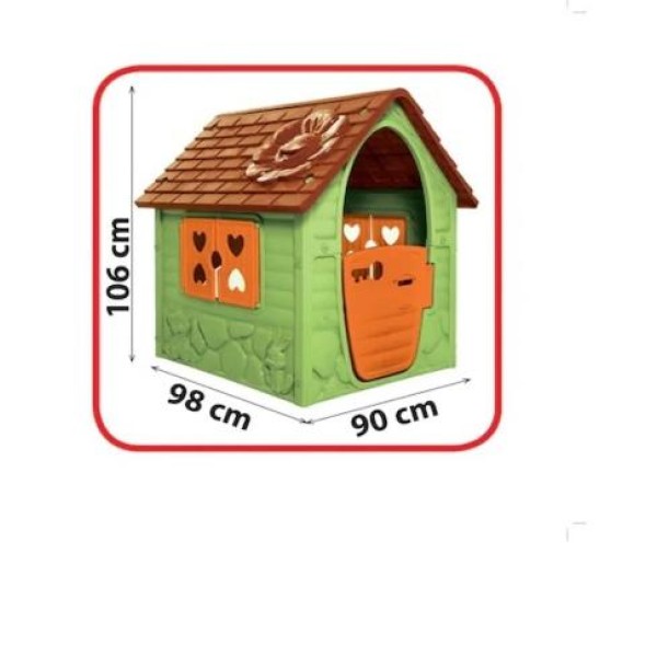 Casuta Mic copii plastic Verde cu acoperis rosu 98 x 90 x 106 cm, LOJ-04