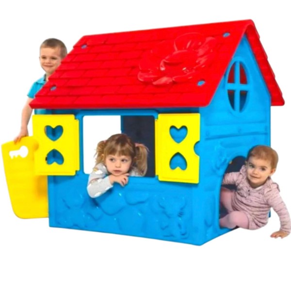 Casuta Mic copii plastic Albastra cu acoperis rosu 98 x 90 x 106 cm, LOJ-06 Casuta Mic copii plastic Albastra cu acoperis rosu 98 x 90 x 106 cm, LOJ-06