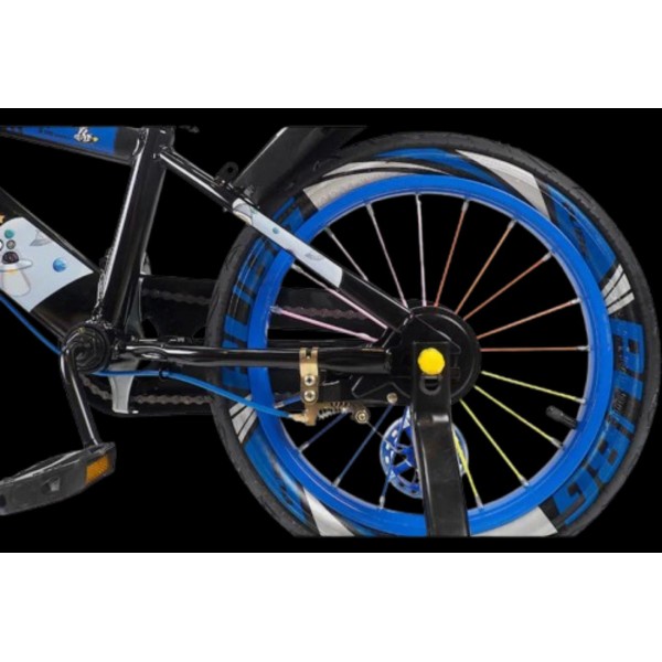 Bicicleta copii 10-14 ani cu roti ajutatoare si bidon pentru apa in suport JHT, 20 inch, albastru
