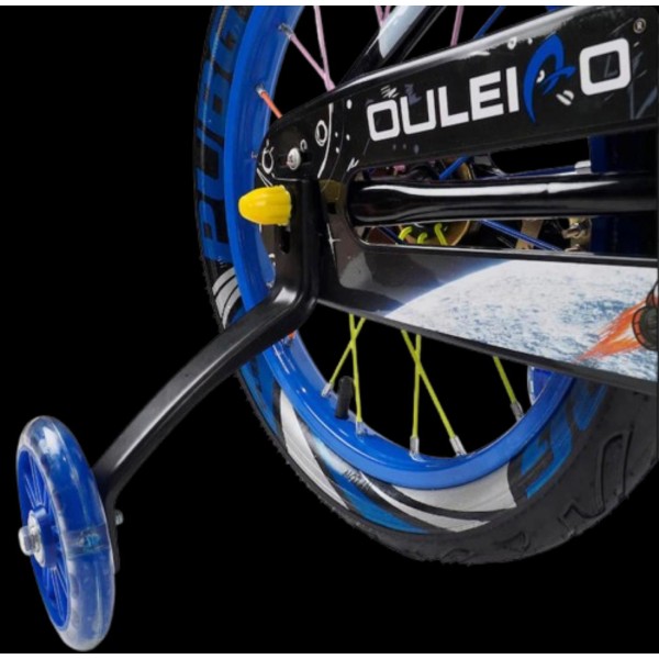 Bicicleta copii 10-14 ani cu roti ajutatoare si bidon pentru apa in suport JHT, 20 inch, albastru