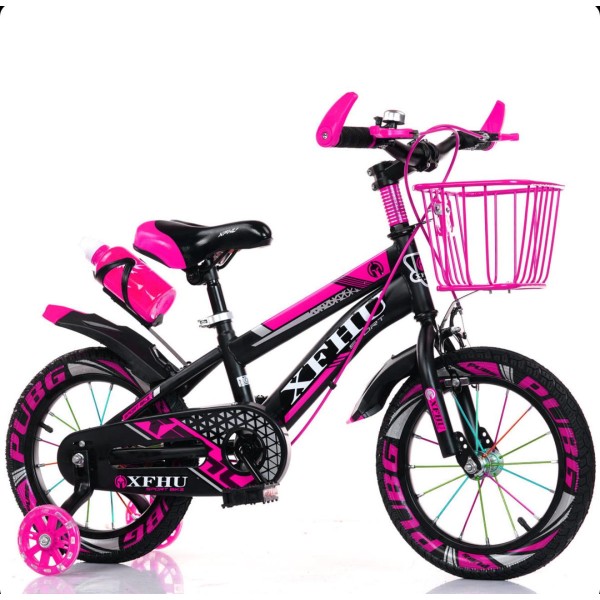 Bicicleta copii 10-14 ani cu roti ajutatoare si bidon pentru apa in suport JHT, 20 inch, Roz Bicicleta copii 10-14 ani cu roti ajutatoare si bidon pentru apa in suport JHT, 20 inch, Roz