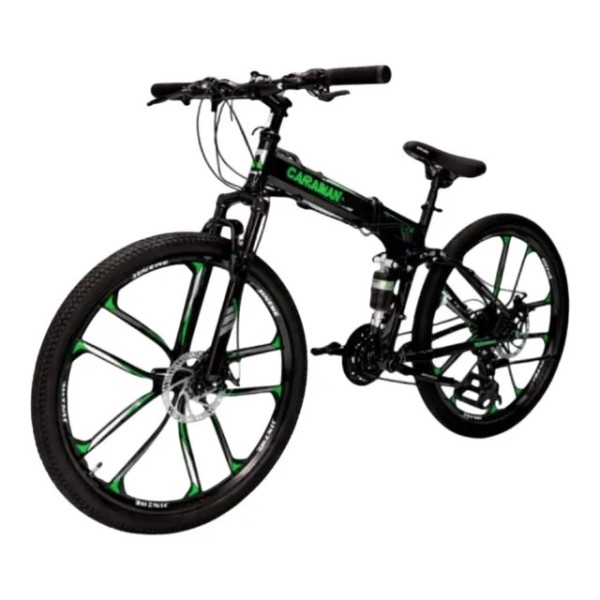 Bicicletă Caraiman, pliabilă, roți 26 inch, cu dublă suspensie, frâne pe disc, VERDE 26ZDV Bicicletă Caraiman, pliabilă, roți 26 inch, cu dublă suspensie, frâne pe disc, VERDE 26ZDV