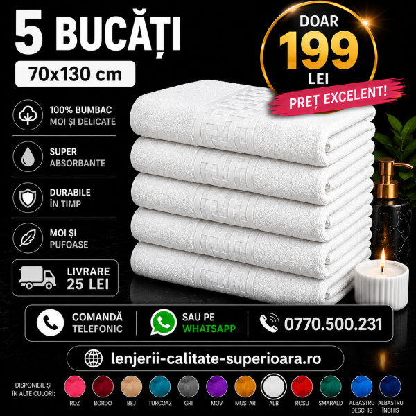 Set 5 Prosoape 70x130 cm Bumbac Premium - Groase, Moi si Absorbante SPROS4 Set 5 Prosoape 70x130 cm Bumbac Premium - Groase, Moi si Absorbante SPROS4