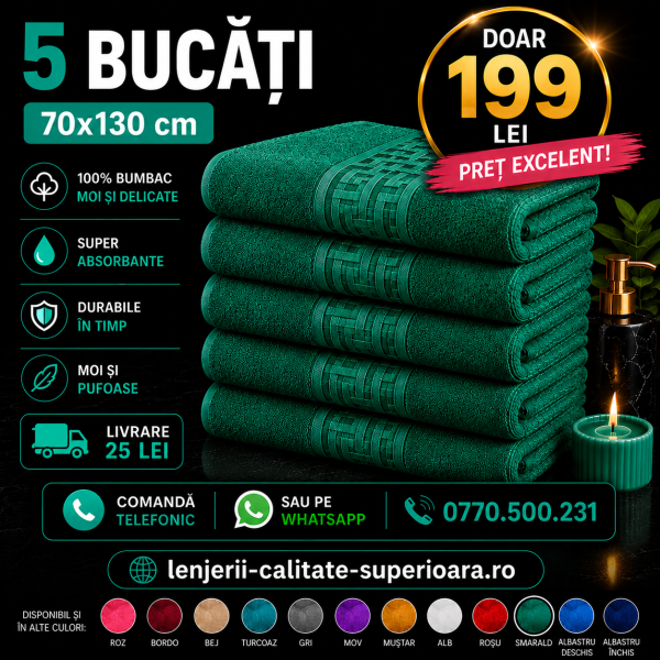 Set 5 Prosoape 70x130 cm Bumbac Premium - Groase, Moi si Absorbante SPROS9 Set 5 Prosoape 70x130 cm Bumbac Premium - Groase, Moi si Absorbante SPROS9
