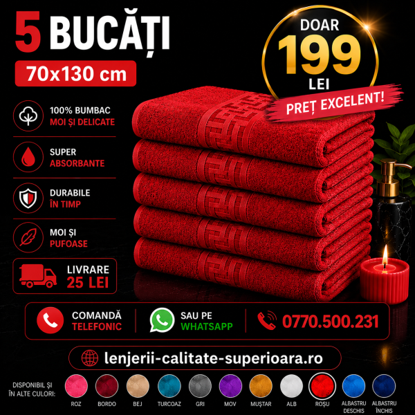 Set 5 Prosoape 70x130 cm Bumbac Premium - Groase, Moi si Absorbante SPROS6 Set 5 Prosoape 70x130 cm Bumbac Premium - Groase, Moi si Absorbante SPROS6