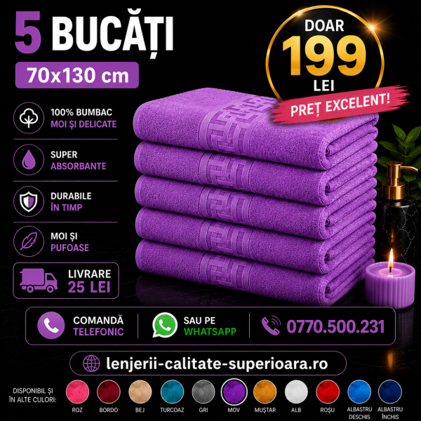 Set 5 Prosoape 70x130 cm Bumbac Premium - Groase, Moi si Absorbante SPROS7 Set 5 Prosoape 70x130 cm Bumbac Premium - Groase, Moi si Absorbante SPROS7