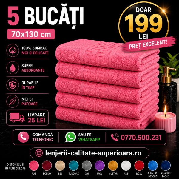 Set 5 Prosoape 70x130 cm Bumbac Premium - Groase, Moi si Absorbante SPROS11 Set 5 Prosoape 70x130 cm Bumbac Premium - Groase, Moi si Absorbante SPROS11