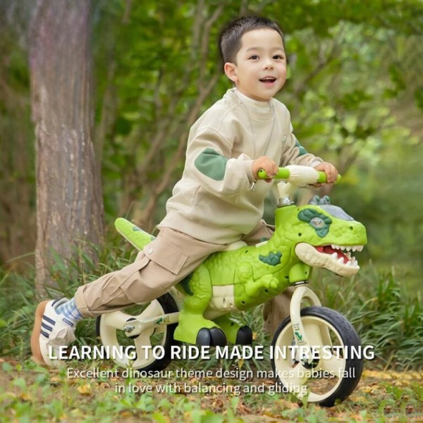 Bicicleta de echilibru copii Verde Dinozaur cu Lumini si Sunete BFPD1 Bicicleta de echilibru copii Verde Dinozaur cu Lumini si Sunete BFPD1