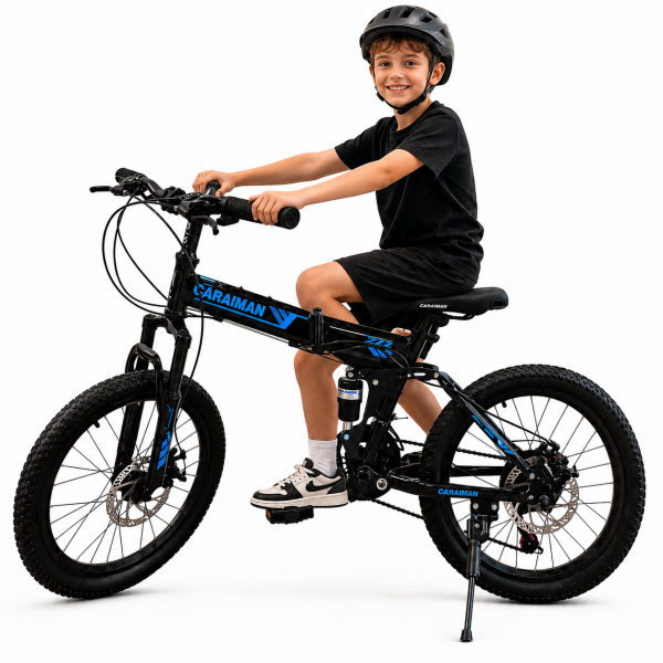 Bicicletă Caraiman, 20ZD, pliabilă, roți 20 inch, cu dublă suspensie, frâne pe disc, ALBASTRU 20ZD3 Bicicletă Caraiman, 20ZD, pliabilă, roți 20 inch, cu dublă suspensie, frâne pe disc, ALBASTRU 20ZD3