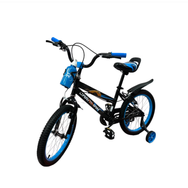 Bicicleta Caraiman 14J, Albastra, cu Roti 14 inch, Roti Ajutatoare, Suport Sticla Apa, pentru copii cu varsta intre 4-7 ani