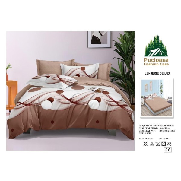 Lenjerie de Pat 2 Persoane 4 Piese cu Elastic – Model Modern, CEARCEAF CU ELASTIC 180X200,LTY51 Lenjerie de Pat 2 Persoane 4 Piese cu Elastic – Model Modern, CEARCEAF CU ELASTIC 180X200,LTY51