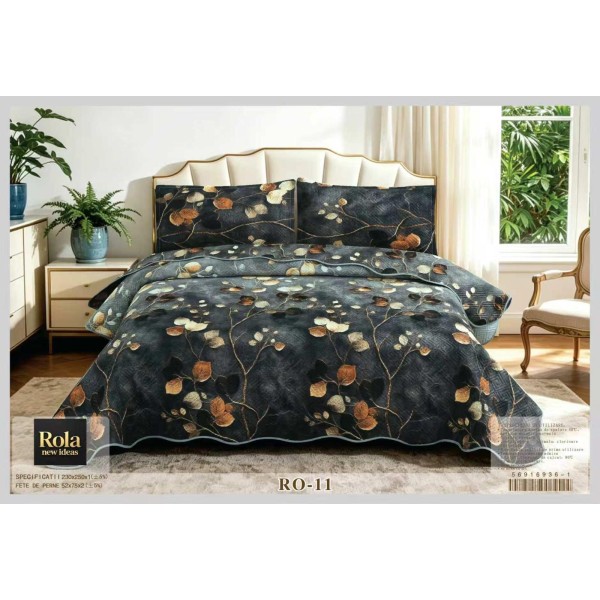 Cuvertura pentru pat dublu din Bumbac cu model, Matlasat, 230x250cm, CVCFT RO-11 Cuvertura pentru pat dublu din Bumbac cu model, Matlasat, 230x250cm, CVCFT RO-11