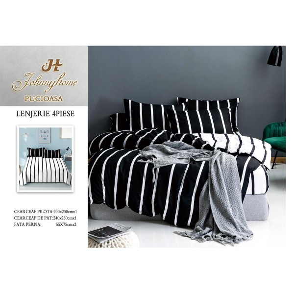 Lenjerie de Pat dublu, Bumbac Satinat Superior,4 Piese Cearceaf de pat 240 x 250 cm, A50-13 Lenjerie de Pat dublu, Bumbac Satinat Superior,4 Piese Cearceaf de pat 240 x 250 cm, A50-13
