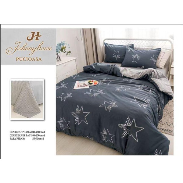 Lenjerie de Pat dublu, Bumbac Satinat Superior,4 Piese Cearceaf de pat 240 x 250 cm, A50-16 Lenjerie de Pat dublu, Bumbac Satinat Superior,4 Piese Cearceaf de pat 240 x 250 cm, A50-16