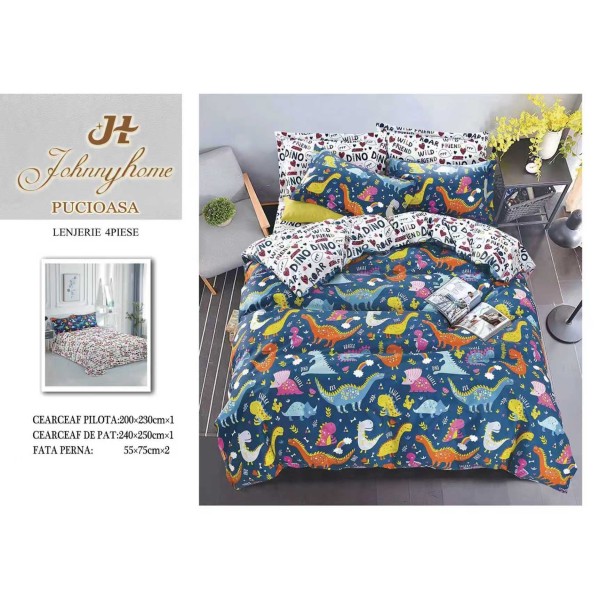 Lenjerie de Pat dublu, Bumbac Satinat Superior,4 Piese Cearceaf de pat 240 x 250 cm, A50-18 Lenjerie de Pat dublu, Bumbac Satinat Superior,4 Piese Cearceaf de pat 240 x 250 cm, A50-18