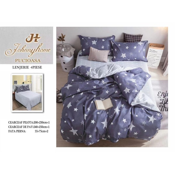 Lenjerie de Pat dublu, Bumbac Satinat Superior,4 Piese Cearceaf de pat 240 x 250 cm, A50-21 Lenjerie de Pat dublu, Bumbac Satinat Superior,4 Piese Cearceaf de pat 240 x 250 cm, A50-21