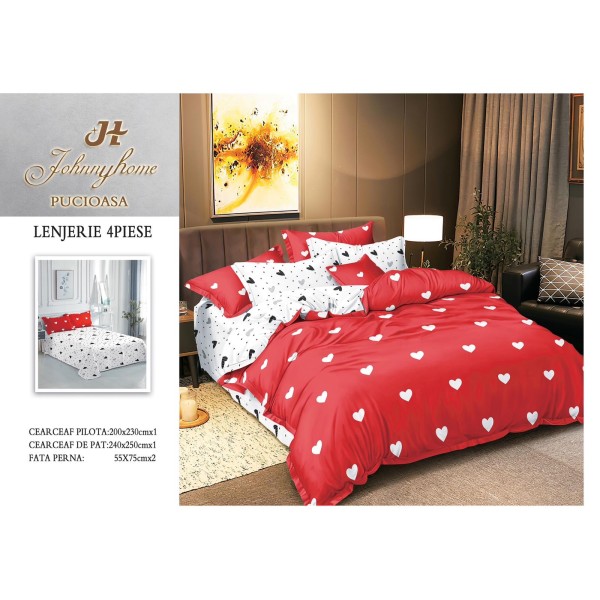 Lenjerie de Pat dublu, Bumbac Satinat Superior,4 Piese Cearceaf de pat 240 x 250 cm, A50-23 Lenjerie de Pat dublu, Bumbac Satinat Superior,4 Piese Cearceaf de pat 240 x 250 cm, A50-23