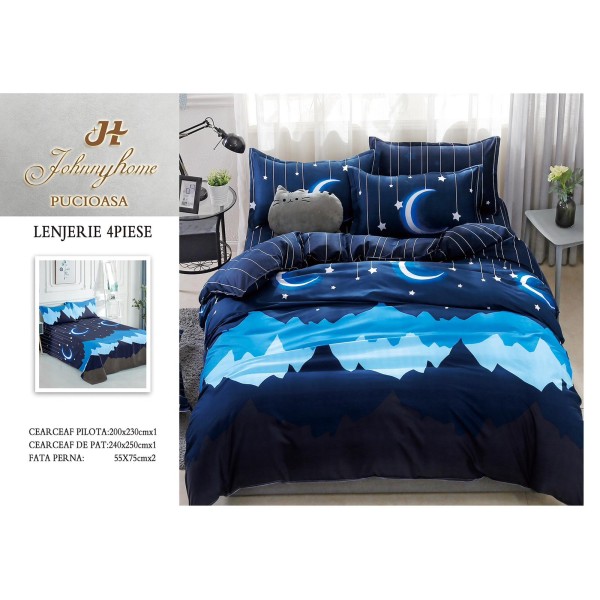 Lenjerie de Pat dublu, Bumbac Satinat Superior,4 Piese Cearceaf de pat 240 x 250 cm, A50-29 Lenjerie de Pat dublu, Bumbac Satinat Superior,4 Piese Cearceaf de pat 240 x 250 cm, A50-29