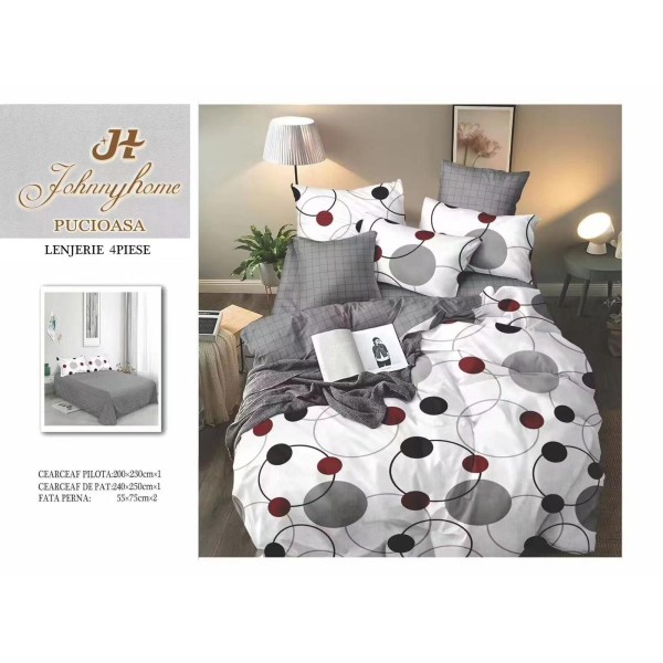 Lenjerie de Pat dublu, Bumbac Satinat Superior,4 Piese Cearceaf de pat 240 x 250 cm, A50-30 Lenjerie de Pat dublu, Bumbac Satinat Superior,4 Piese Cearceaf de pat 240 x 250 cm, A50-30