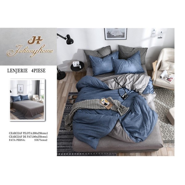 Lenjerie de Pat dublu, Bumbac Satinat Superior,4 Piese Cearceaf de pat 240 x 250 cm, A50-33 Lenjerie de Pat dublu, Bumbac Satinat Superior,4 Piese Cearceaf de pat 240 x 250 cm, A50-33