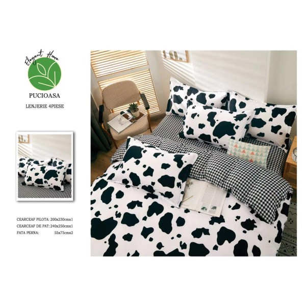 Lenjerie de Pat dublu, Bumbac Satinat Superior,4 Piese Cearceaf de pat 240 x 250 cm, A50-35 Lenjerie de Pat dublu, Bumbac Satinat Superior,4 Piese Cearceaf de pat 240 x 250 cm, A50-35