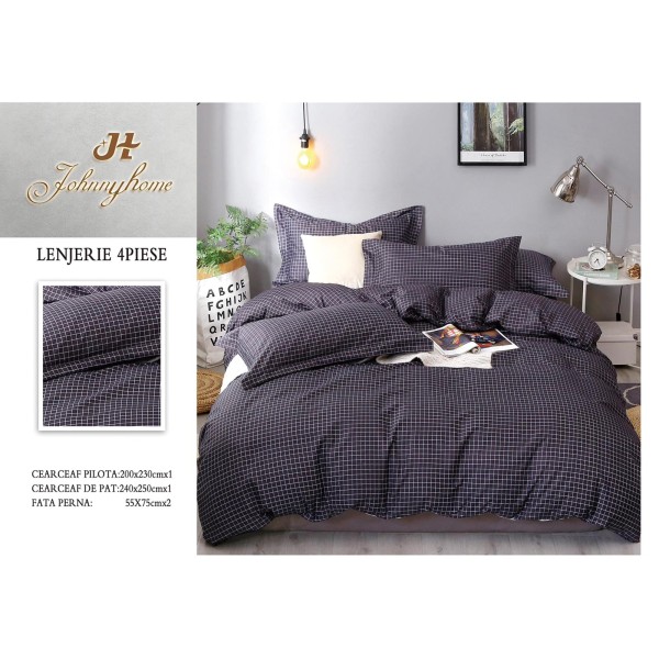Lenjerie de Pat dublu, Bumbac Satinat Superior,4 Piese Cearceaf de pat 240 x 250 cm, A50-36 Lenjerie de Pat dublu, Bumbac Satinat Superior,4 Piese Cearceaf de pat 240 x 250 cm, A50-36